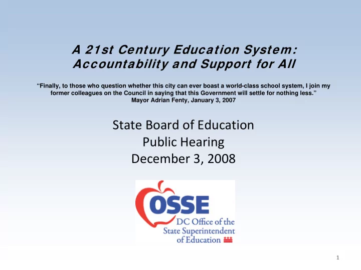 state board of education public hearing december 3 2008