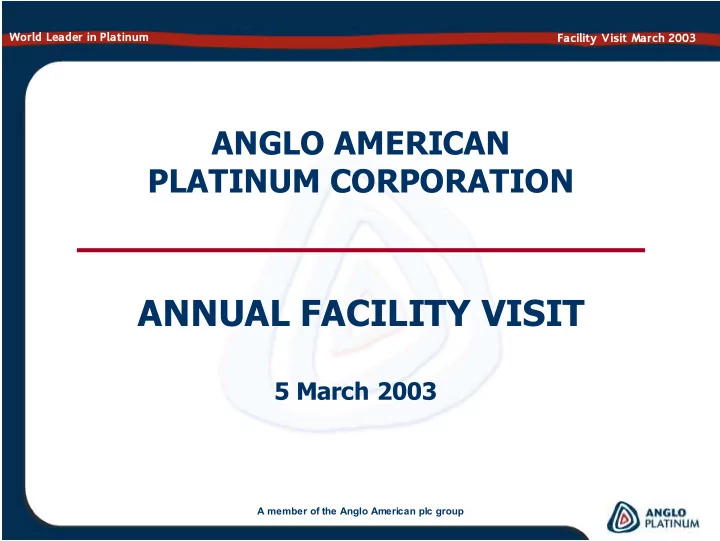 annual facility visit