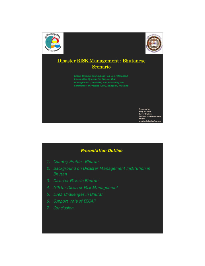 disaster risk management bhutanese scenario