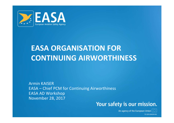 easa organisation for continuing airworthiness