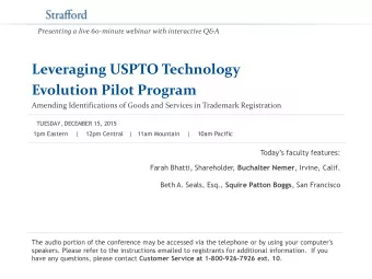 Evolution Pilot Program  Amending Identifications of Goods and Services in Trademark Registration