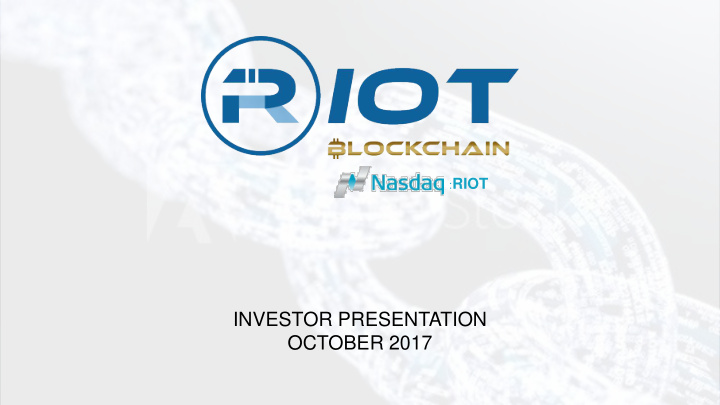 investor presentation october 2017 disclaimer