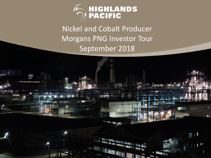 nickel and cobalt producer morgans png investor tour
