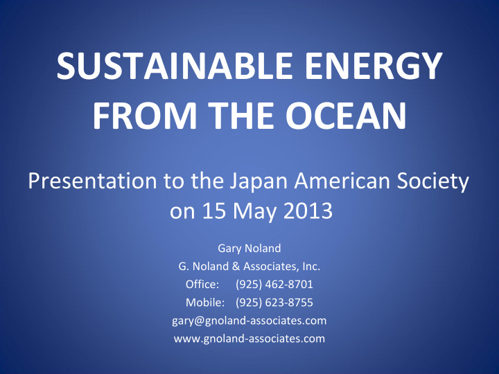 sustainable energy from the ocean