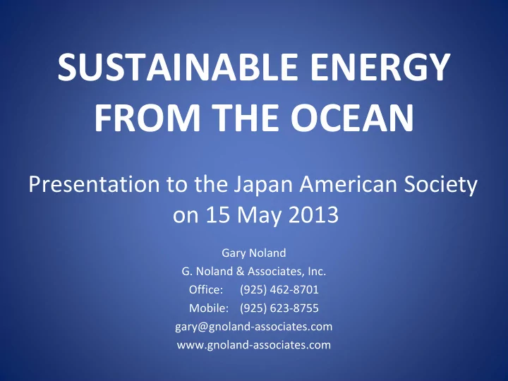 sustainable energy from the ocean