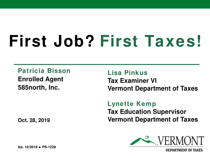 first job first taxes