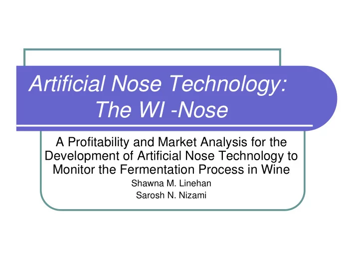 artificial nose technology the wi nose