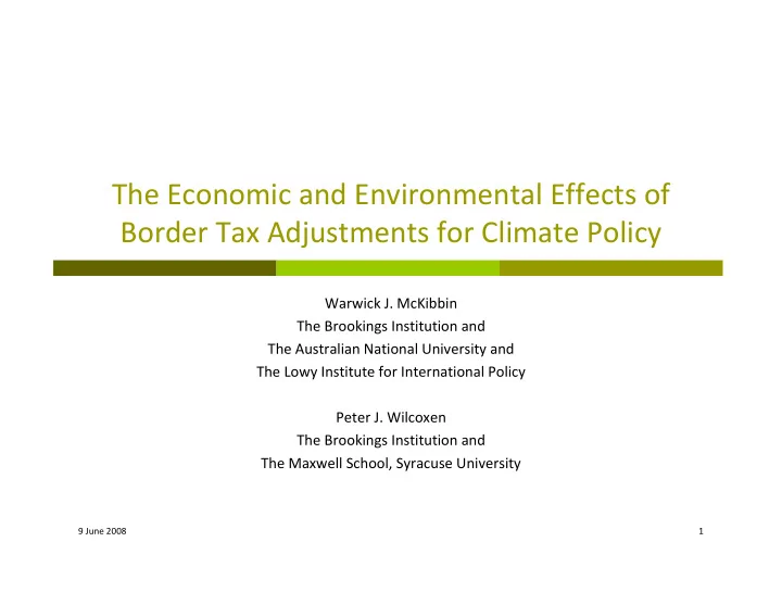 the economic and environmental effects of border tax