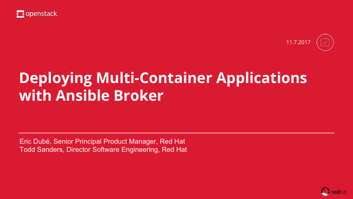 deploying multi container applications with ansible broker