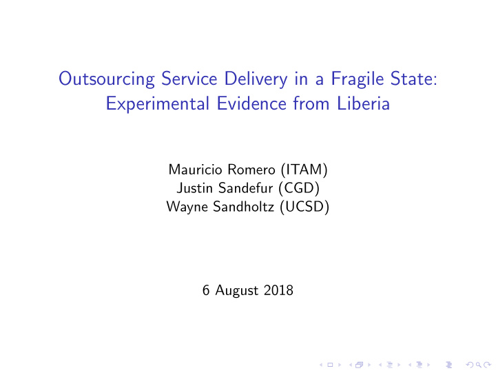 outsourcing service delivery in a fragile state