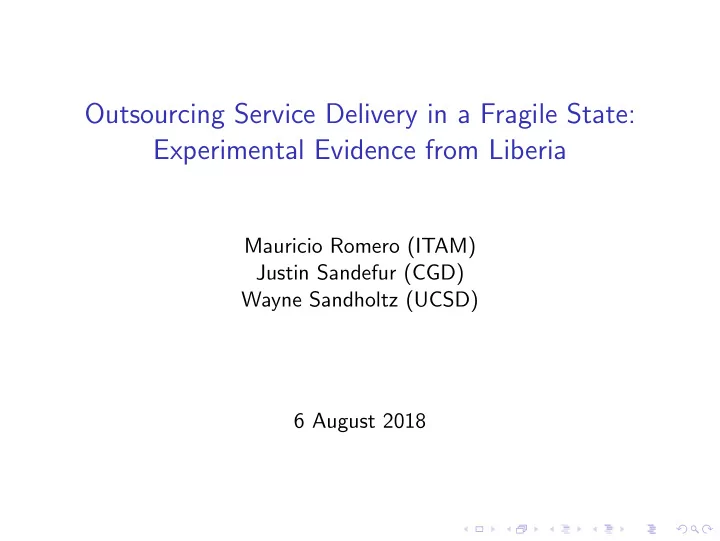 outsourcing service delivery in a fragile state