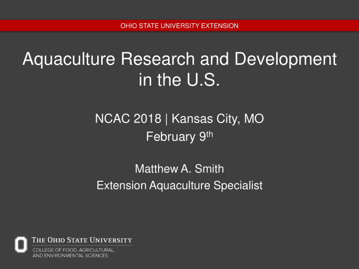 aquaculture research and development in the u s
