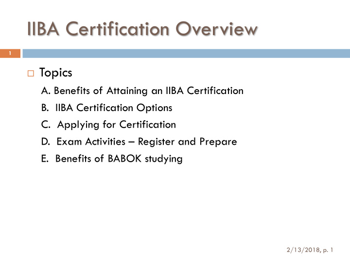 iiba certification overview