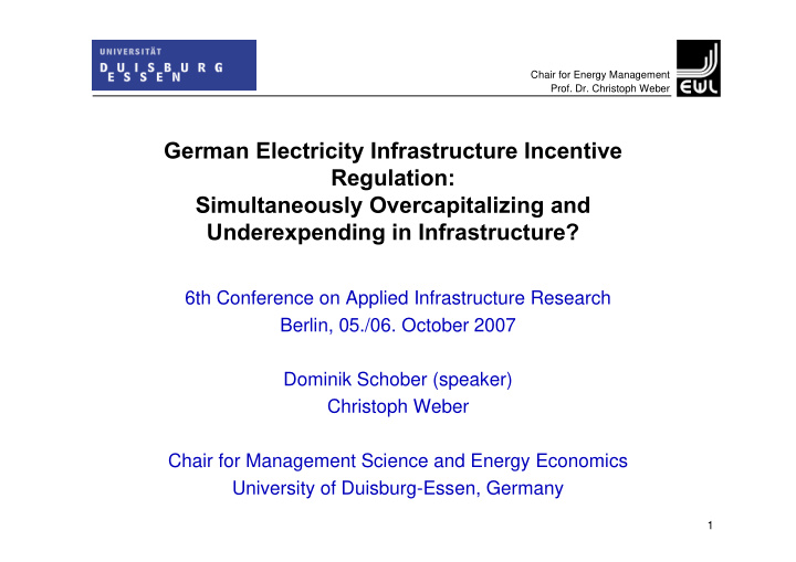 german electricity infrastructure incentive regulation