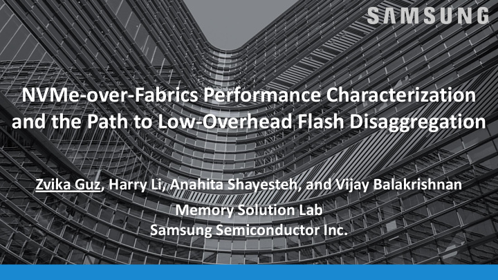 nvme over fabrics performance characterization and the