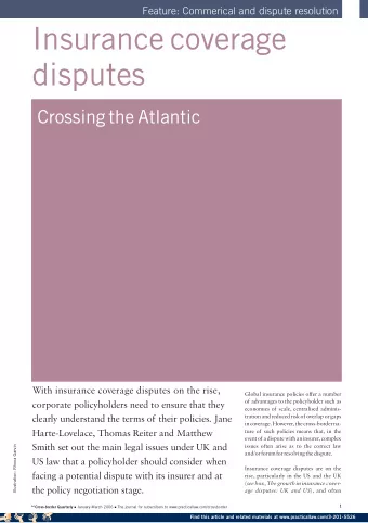 Insurance coverage  disputes  Crossing the Atlantic  With insurance coverage disputes on the rise,