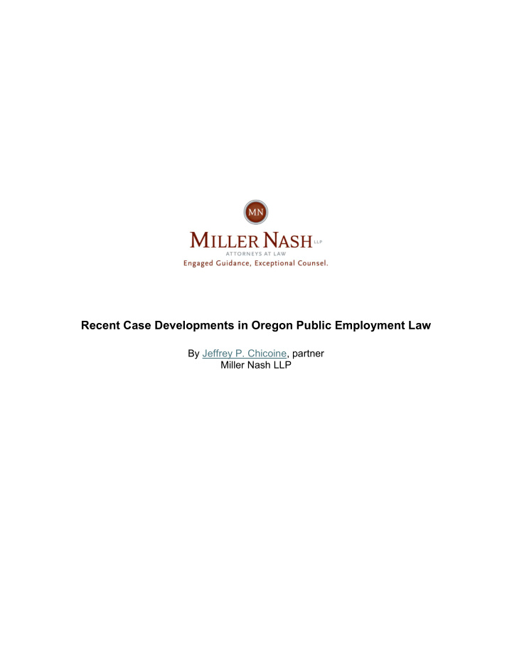 recent case developments in oregon public employment law