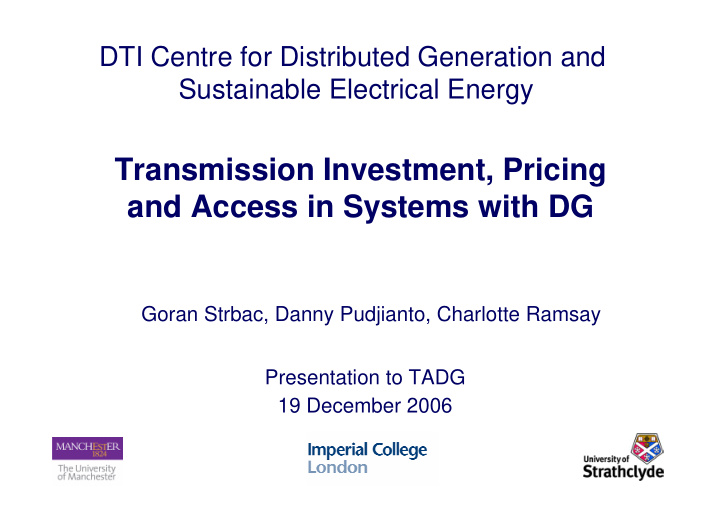 transmission investment pricing and access in systems