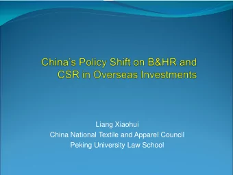 Peking University Law School  Human rights: an integral part of CSR in Chinese policy?