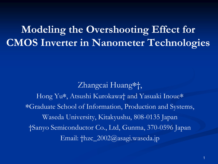 modeling the overshooting effect for cmos inverter in