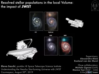 Resolved stellar populations in the local Volume: the impact of JWST  Supervisors:  Alessandra