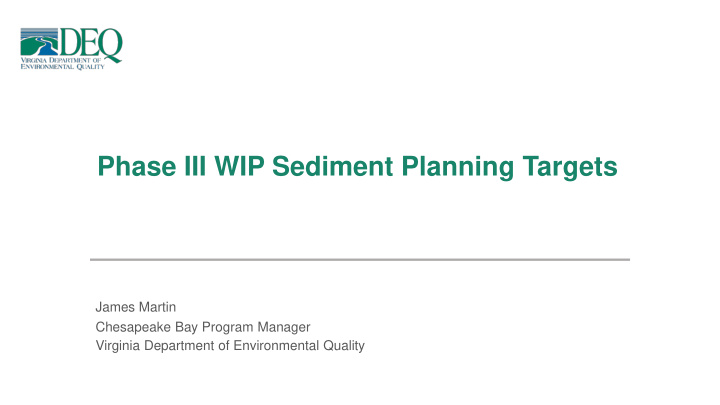 phase iii wip sediment planning targets