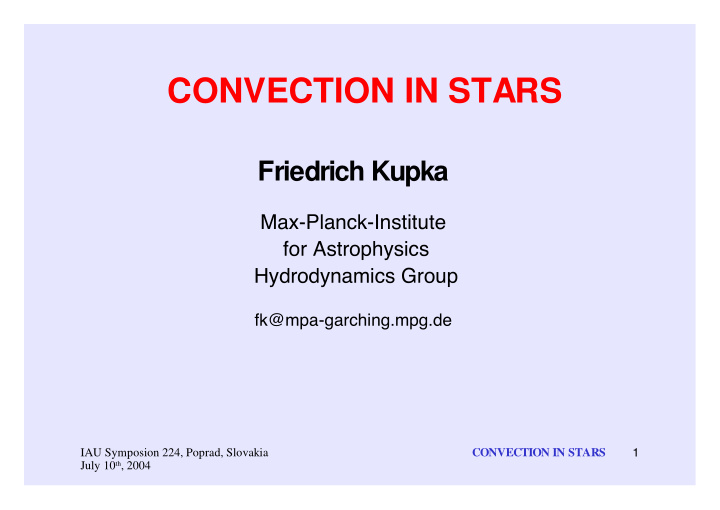 convection in stars