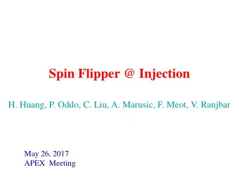 Spin Flipper @ Injection  H. Huang, P. Oddo, C. Liu, A. Marusic, F. Meot, V. Ranjbar  May 26, 2017