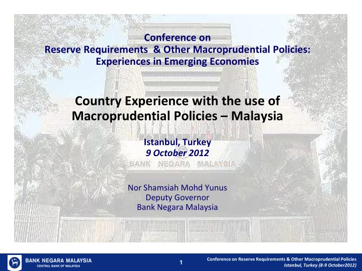 country experience with the use of macroprudential