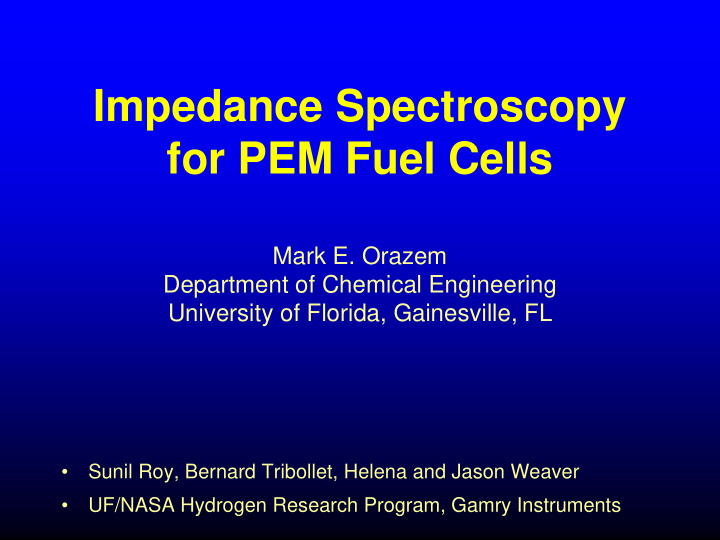 impedance spectroscopy for pem fuel cells