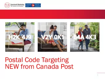 Postal Code Targeting  NEW from Canada Post  1  Marketing Today  DIGITAL CHANNELS ARE TAKING  WITH