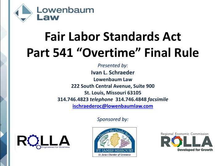 fair labor standards act part 541 overtime final rule