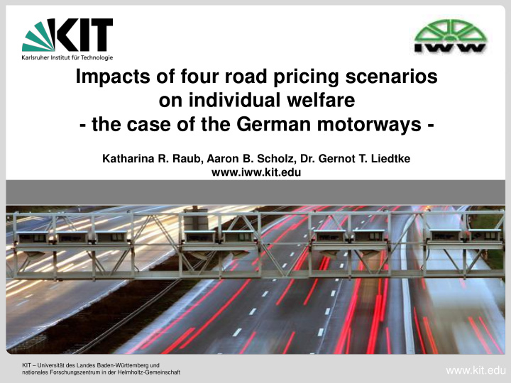 impacts of four road pricing scenarios