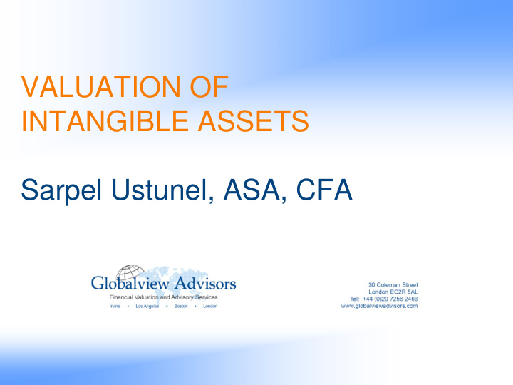 valuation of intangible assets sarpel ustunel asa cfa