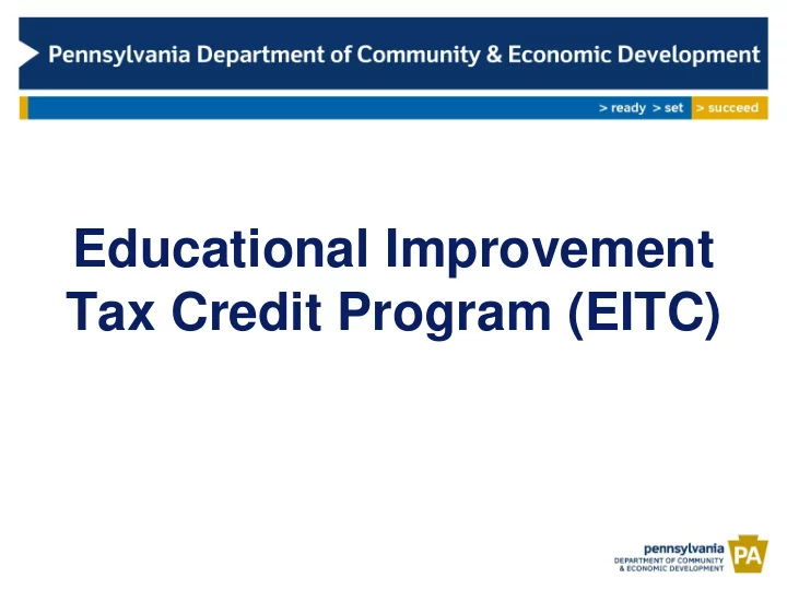educational improvement tax credit program eitc eitc