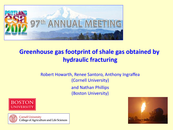 greenhouse gas footprint of shale gas obtained by