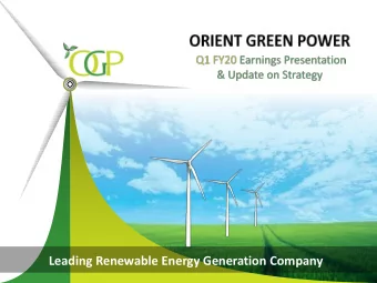 Leading Renewable Energy Generation Company  Disclaimer  Certain statements in this presentation