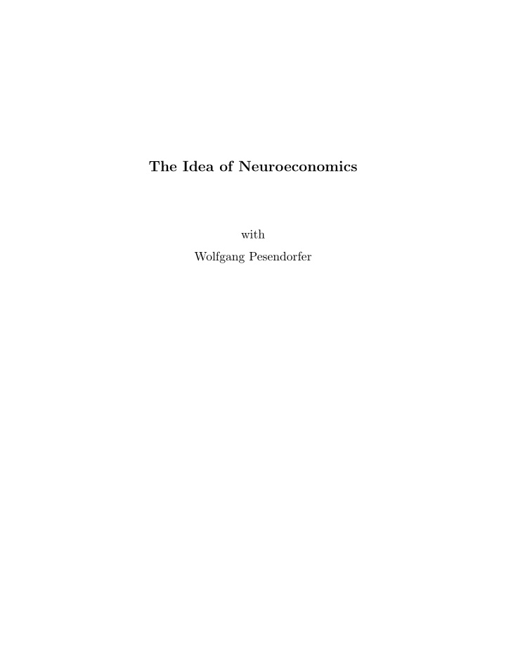 the idea of neuroeconomics