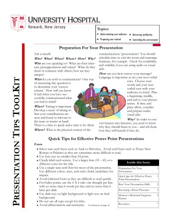 P RESENTATION T IPS T OOL K IT  Language is important as are your non-verbal What do you wish to