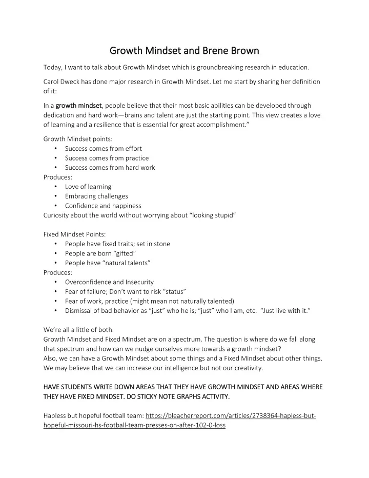 growth mindset rowth mindset and b and brene brown rene