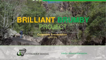 BRILLIANT BRUMBY  PROJECT  Corporate Presentation  AUGUST 2018  STRICTLY PRIVATE &amp; CONFIDENTIAL