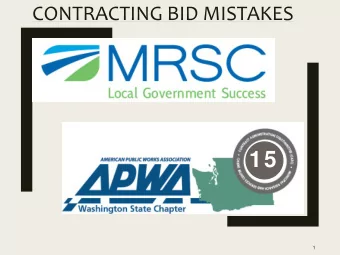 15  1  Contracting Bid Mistakes  10:00 am to 2:30 pm  February 4 - Renton  February 11 -