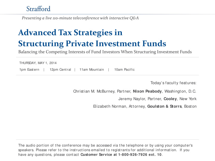 advanced tax strategies in structuring private investment