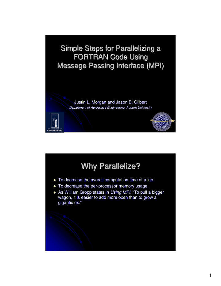 why parallelize why parallelize