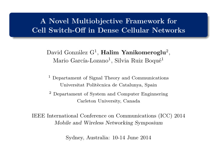 a novel multiobjective framework for cell switch off in