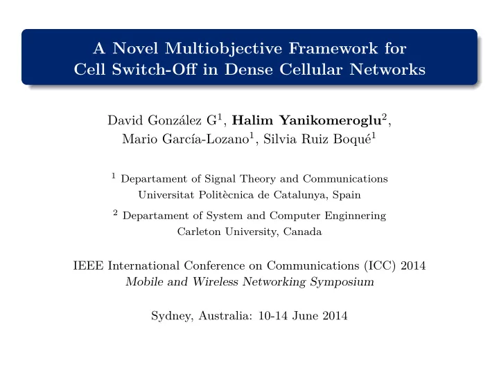 a novel multiobjective framework for cell switch off in