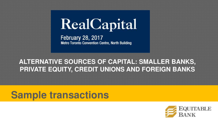 sample transactions acquisition financing