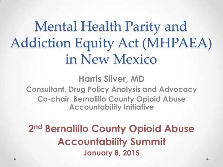mental health parity and