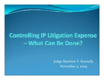 Judge Matthew F. Kennelly  November 3, 2009  The Obligatory Disclaimer  (created by Bart Showalter