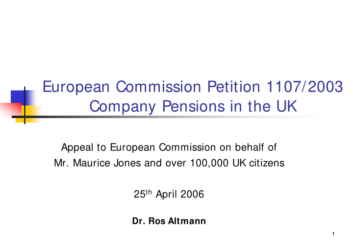 european commission petition 1107 2003 company pensions